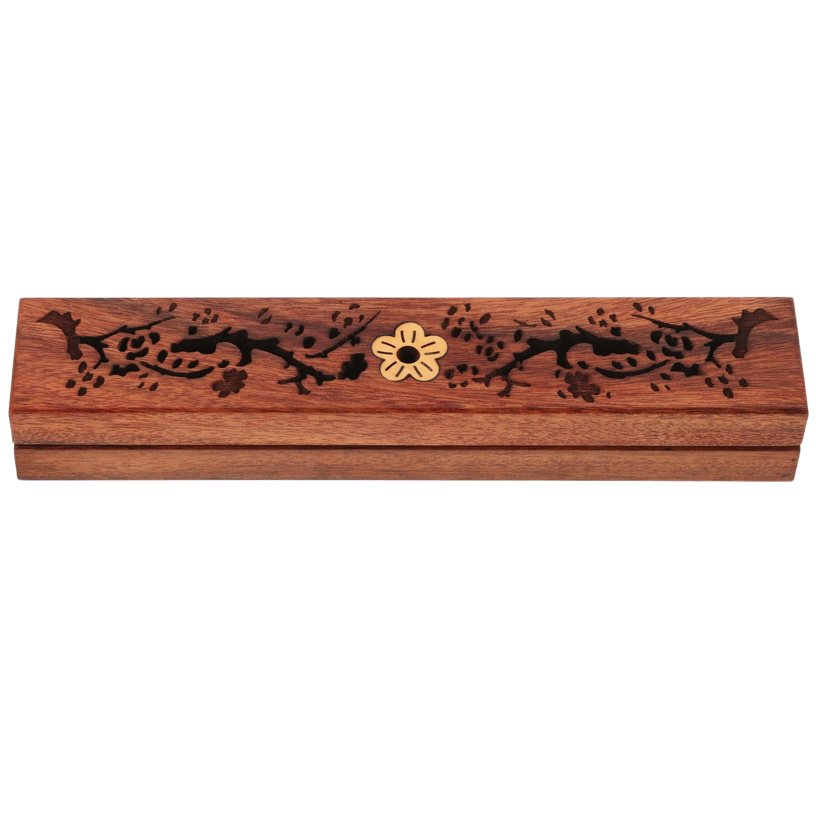 

Incense Box Hand Carved Holder Aroma Furnace Wood Beautiful Burners Bamboo Storage Stick Portable Compact