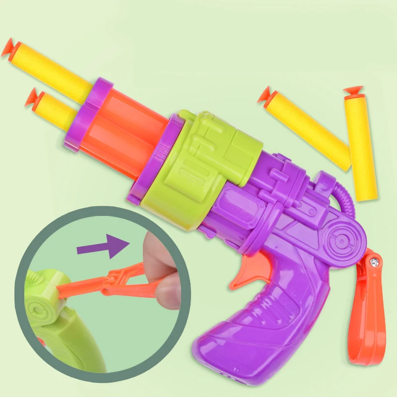 

Mini Version Gatling Radish Pistol Soft Bullet Pistol Children'S Toy Rotating Reload Firing For Halloween Birthday Gift For Kids