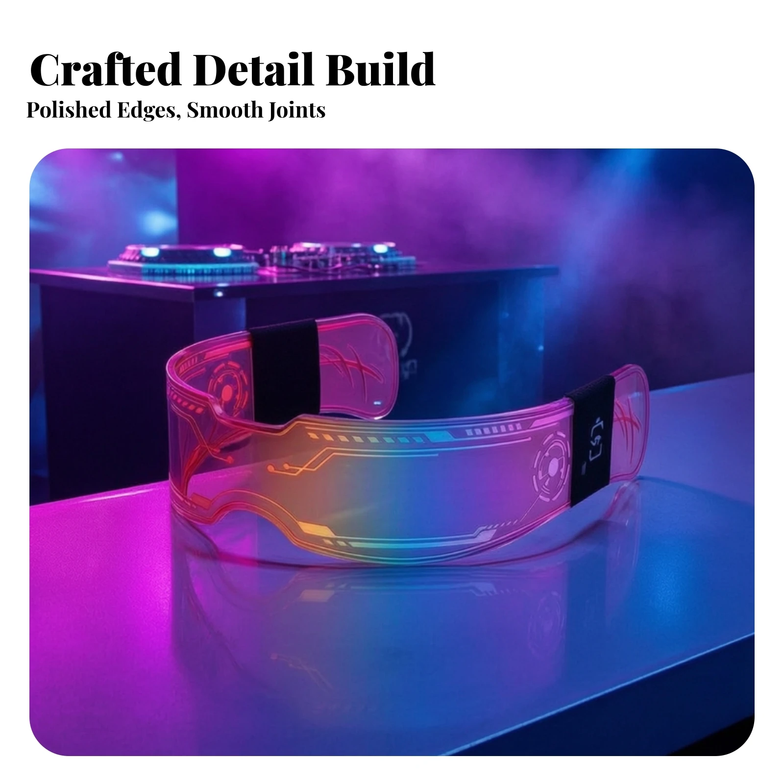 Cyberpunk Goggles with Strap Futuristic LED Goggles Glowing Eyewear Multicolor for Cosplayers, Costume Parties, Festivals