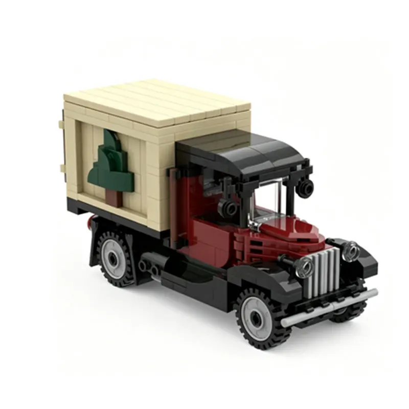 MOC 254PCS Vintage Box Truck Small-Particle Interlocking Brick Transport Truck Model Toy Gift Ornament