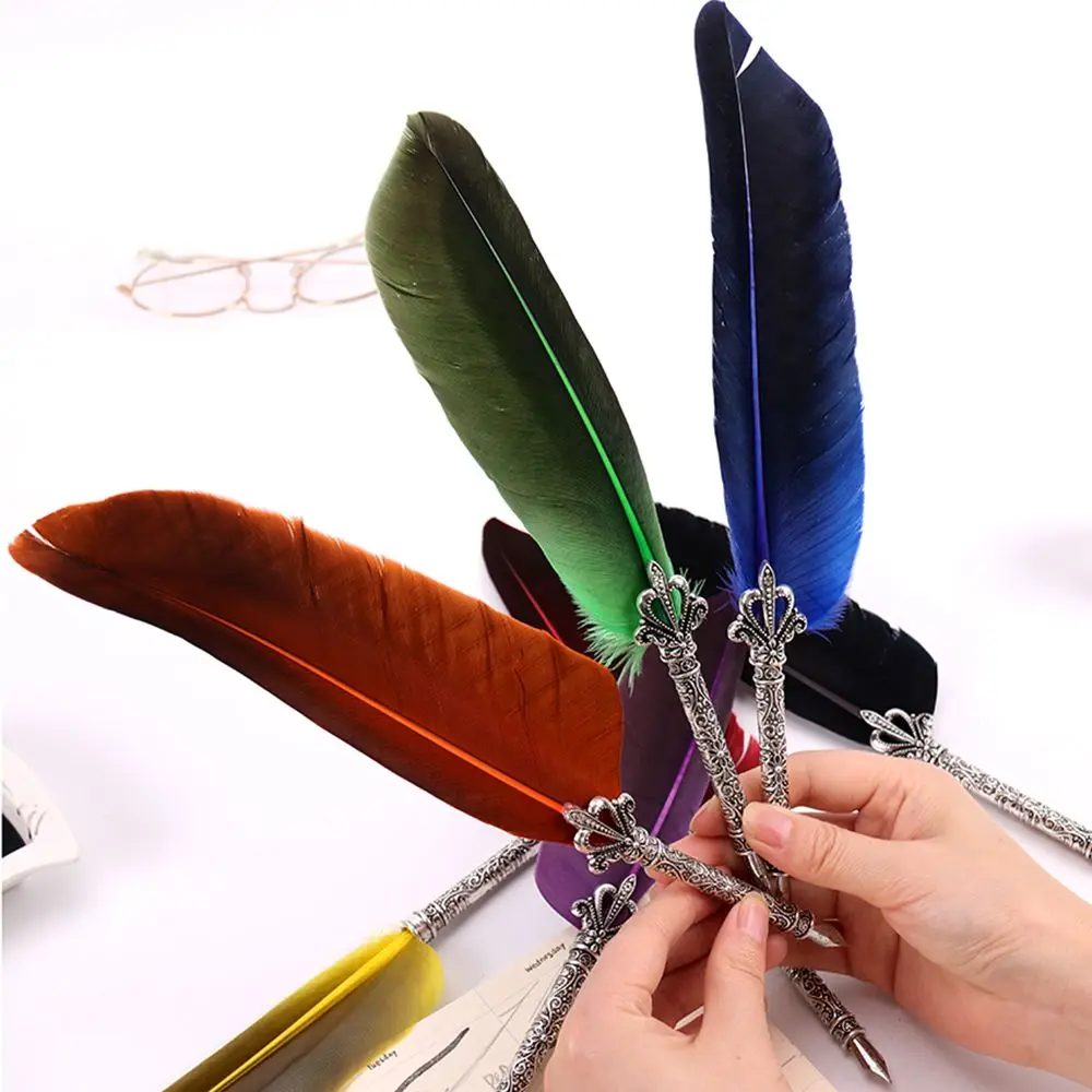 1 Juego de pluma de lujo, 5 puntas, pluma Vintage, caligrafía inglesa, bolígrafo para firma, caja de regalo europea, herramientas de escritura para buceo
