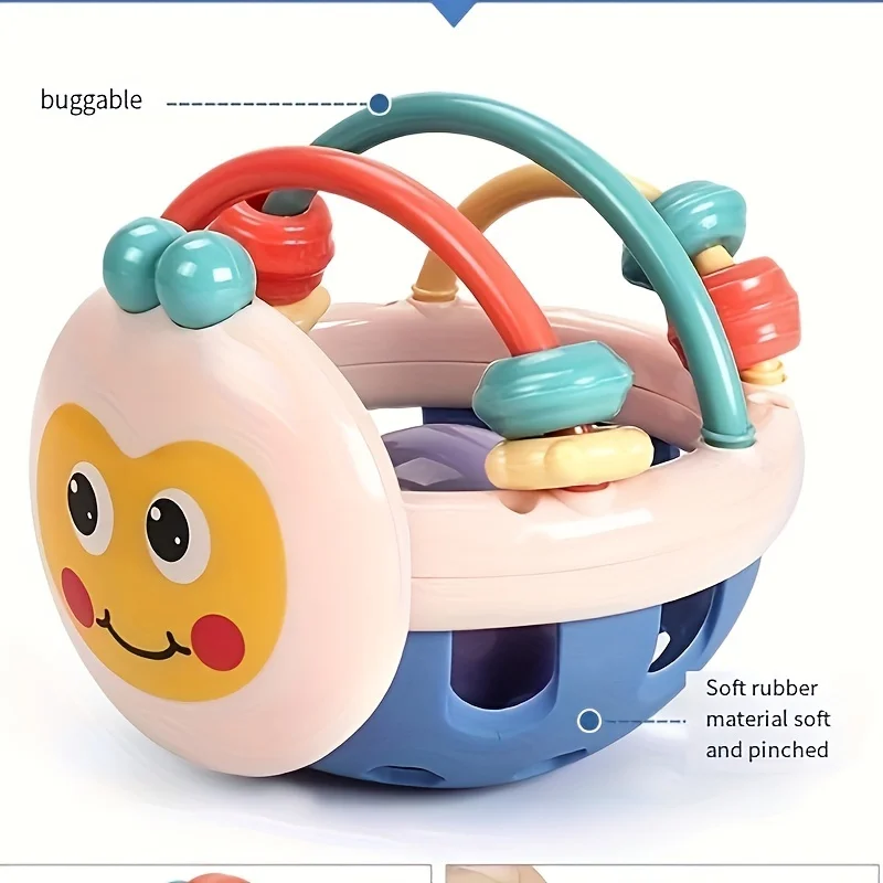 Sensory Bell Ball and Teething Ball Toys for 0-1 Year Olds, Can Be Scratched and Bitten and Gripped, Baby Hand Rattles Bed Bells