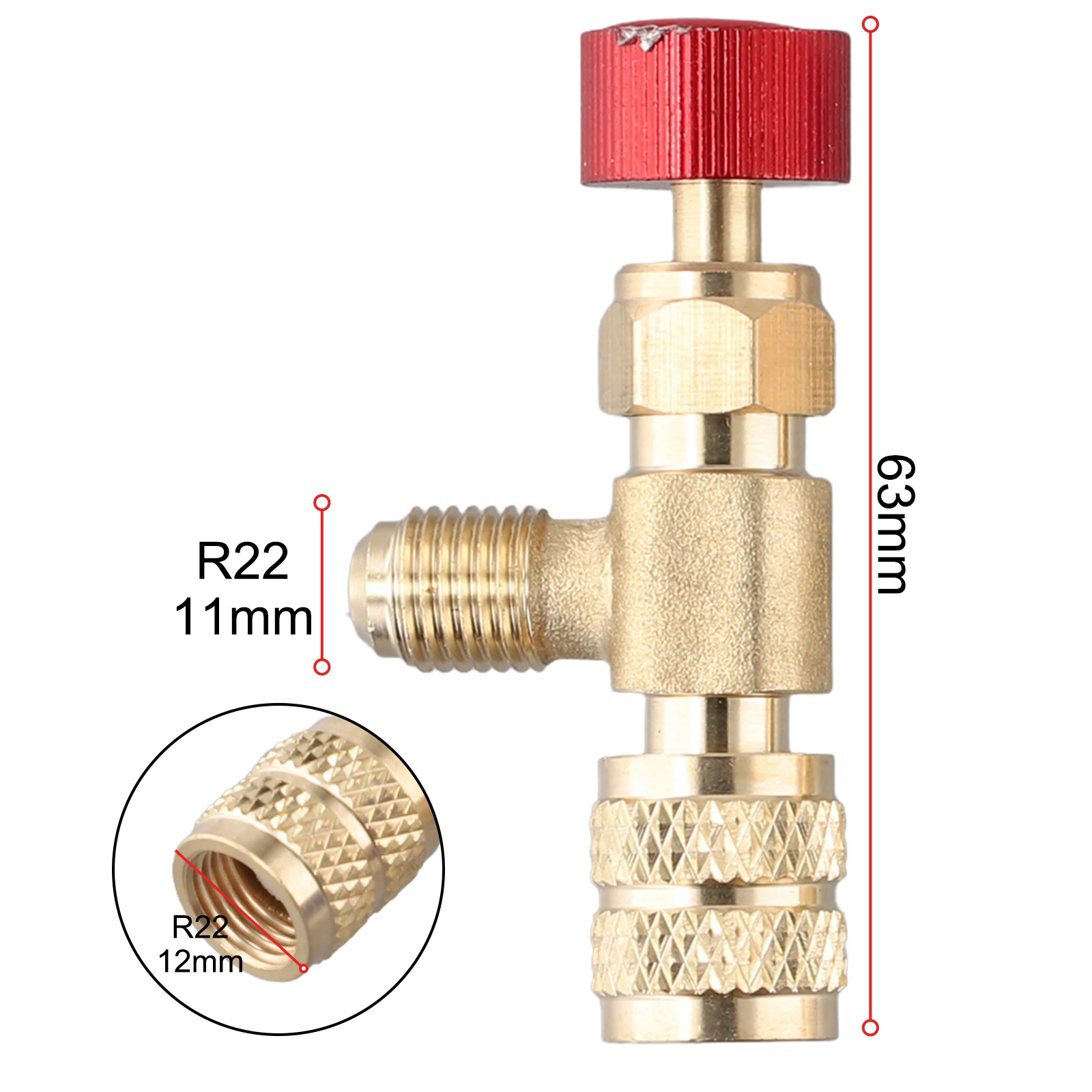Brass, Easy and Secure Connection, Lasting Performance 2PCS Air Conditioning Safety Valve Adapter R22R410 Connector