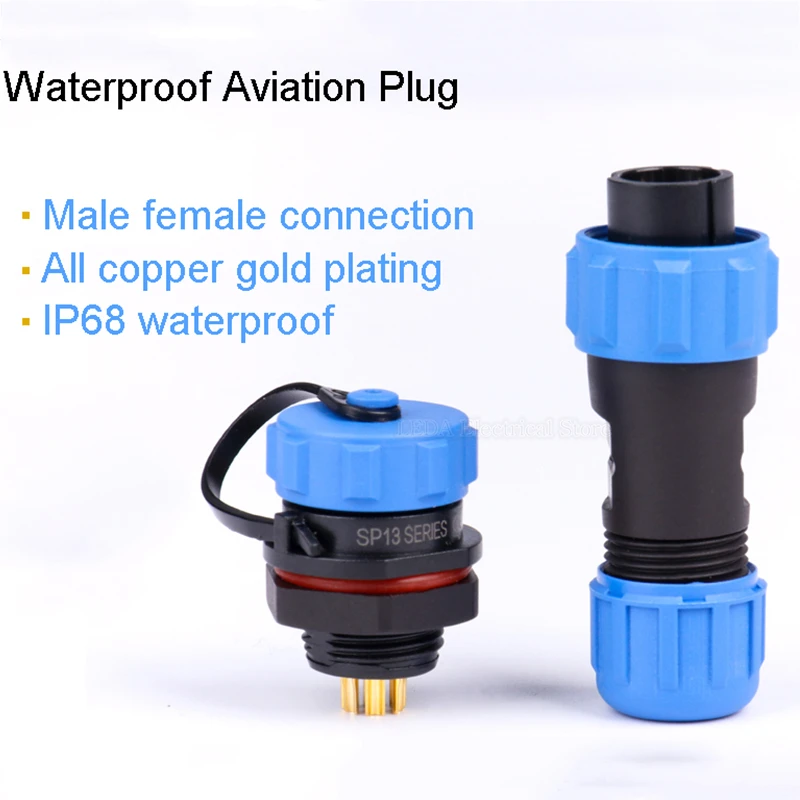 

1 Pair IP68 Waterproof Aviation Plug Socket Docking TYPE Male Female Connector SP13/17/21 Welded Joint 2-12 Pin