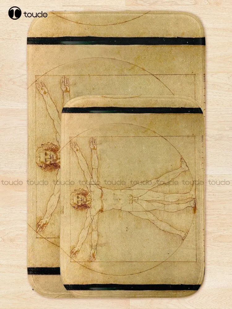 Vitruvian Man ,   L'Uomo Vitruviano : Leonardo Da Vinci Bath Mat Funny Bathrug