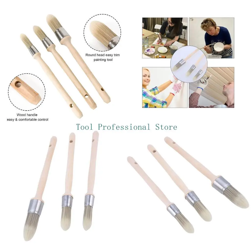 

57QF Synthetic Sash Brush 3Pieces Trim Paint Brush for Accurate Edges Painting