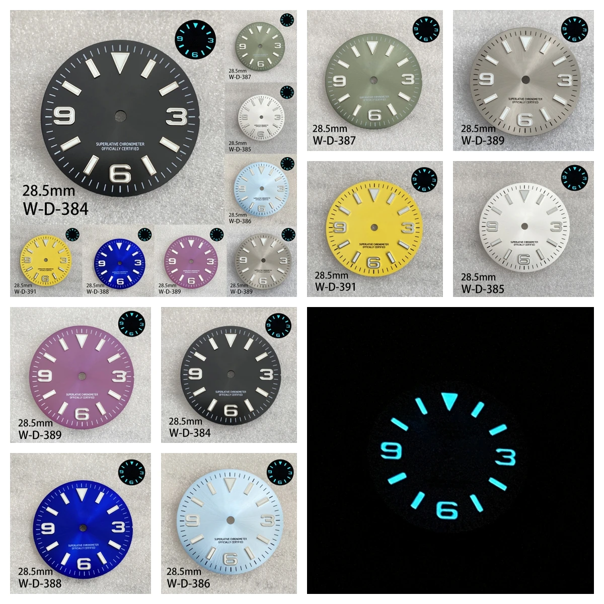 

28.5mm S Logo Ex plorer Sunray Dial Fit NH35/NH36/4R/7S/8215 Movement Ice Blue Luminous Watch Modification Accessories