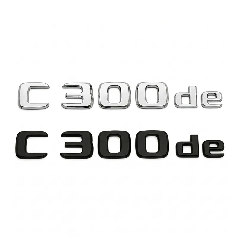 

C300de Letters Emblem Badge Car Rear Trunk Logo Sticker For Mercedes Benz C Class W205 W206 C300 de Black Chrome Accessories