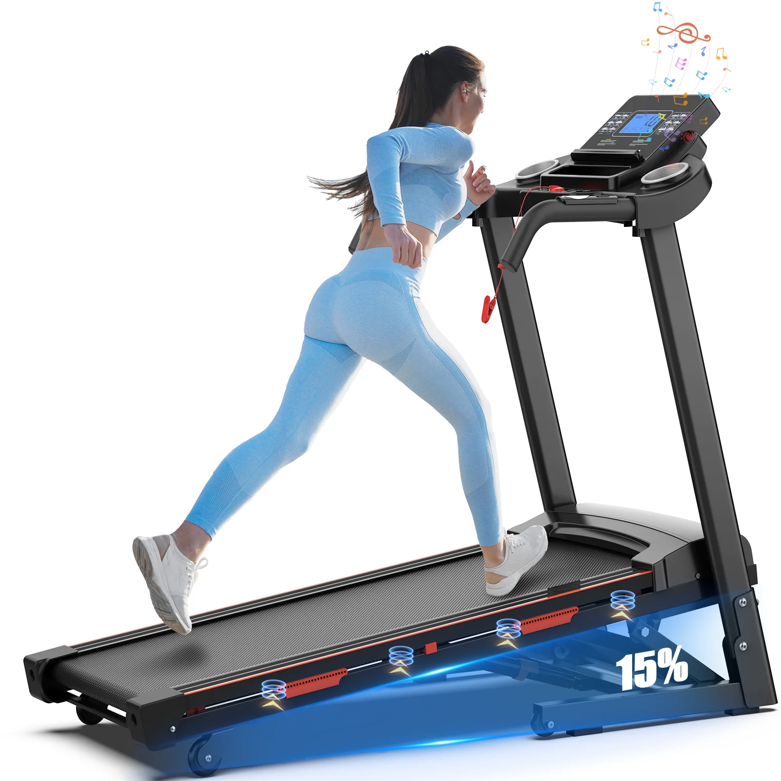 

STLF 3.25 14KM Auto for Bluetooth Music Home Folding Gym Fitness Treadmill Portable Electric Exercise Machine Incline Function
