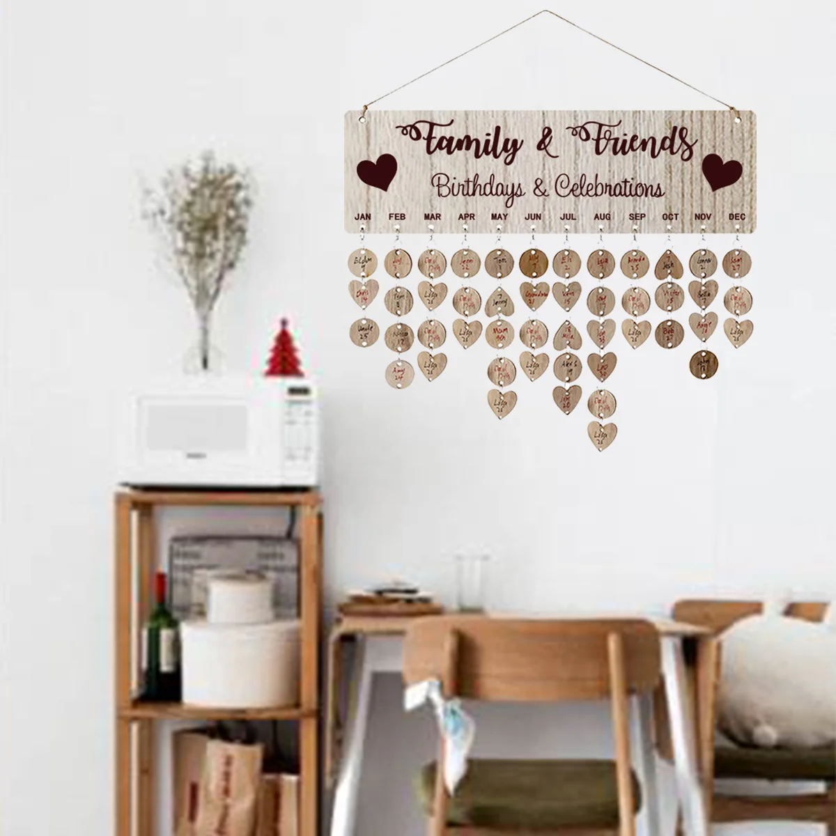 

Wooden Plaque Home Deocr Hanging Board Calendar for Reminder White Boards Wedding Favours