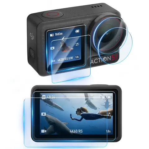 2 Set Camera Lens Screen Protector Film Anti-scratch Tempered Glass Film Explosion-proof for DJI Osmo Action 5 Pro Action Camera