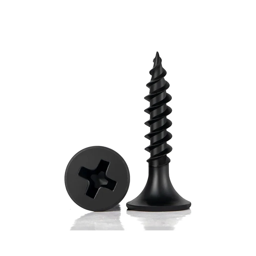 20/50/100Pcs M3.5 16-70MM Cross Head Self Tapping Screws Black Wood Screws Carbon Steel Phillips Countersunk Drywall Screws