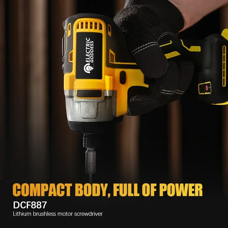 Imagem -03 - Egod Dcf887 Driver de Impacto sem Fio Motor sem Escova Furadeira Elétrica em 205n.m Ferramentas Elétricas de Alto Torque Cabem em Bateria Dewalt de 20v