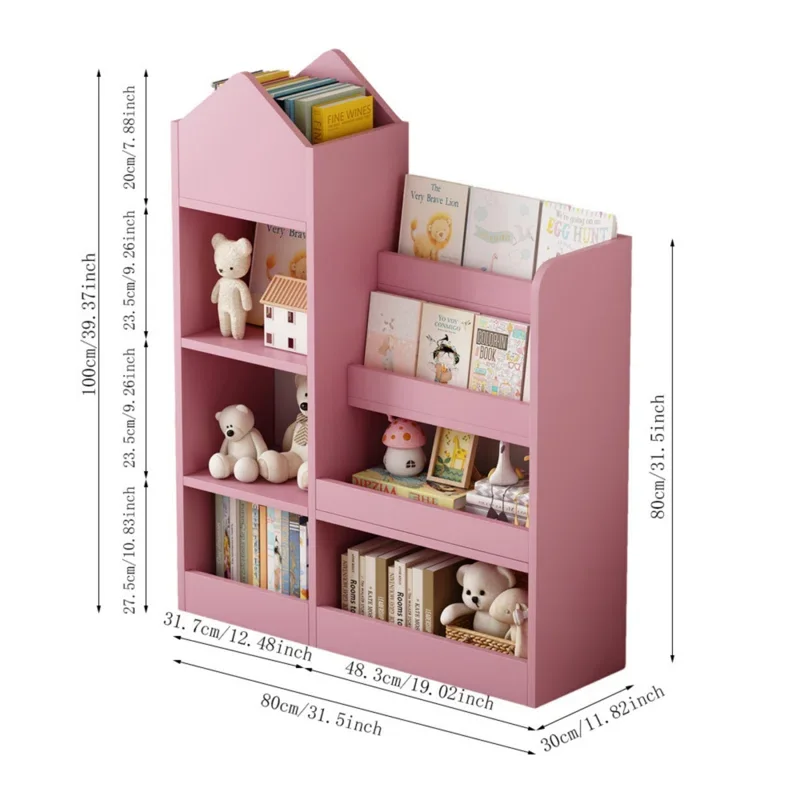 

Großhandel 6 Fach Kinder Holz Bücherregal Mit 2 Körben/Behältern Toy Storage Organizer Stehende Art Installation Bücherregal