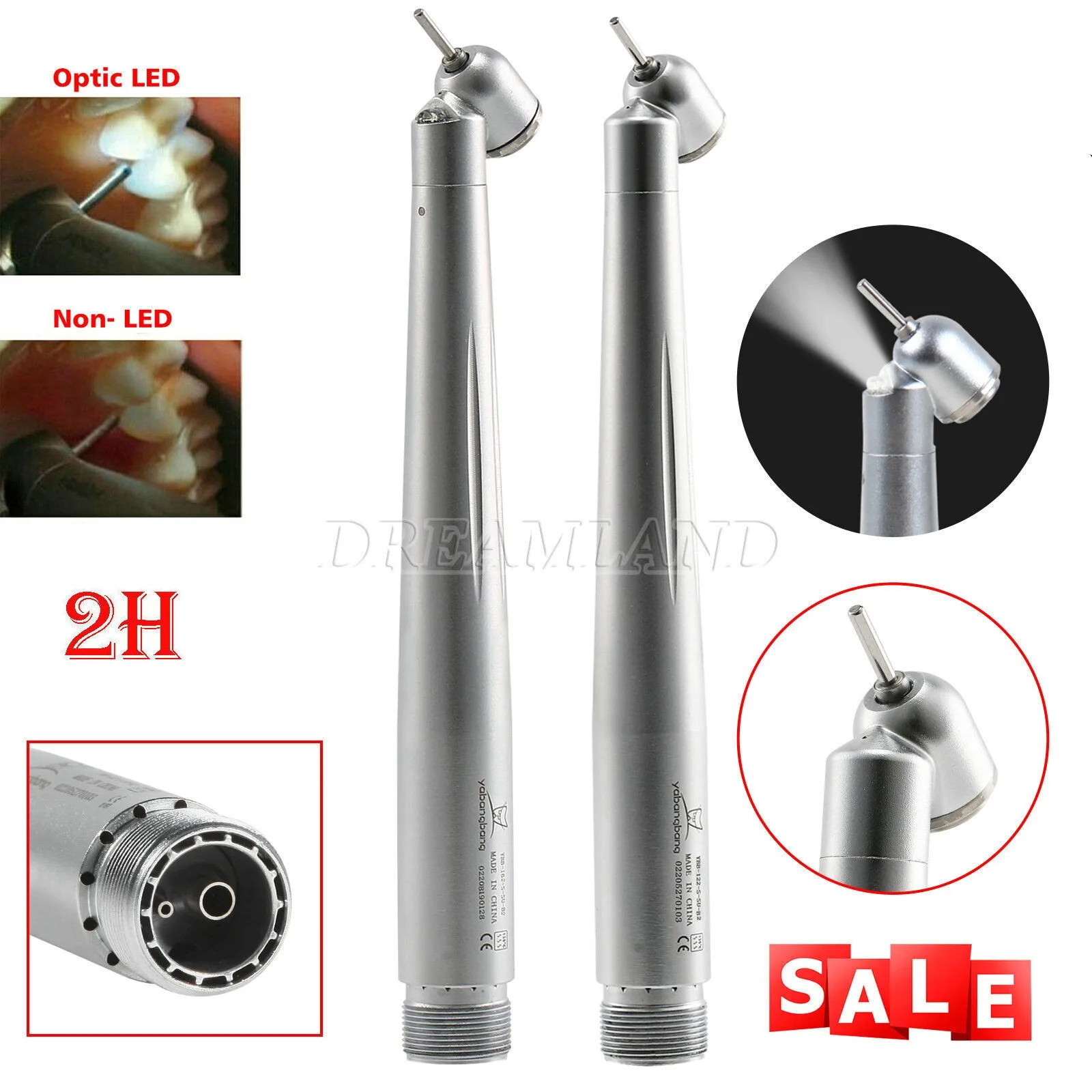 NSK Pana Max Style Dental (Fiber Optic LED) High Speed Handpiece 2 Hole 45 Degree Push Button E-generator Turbine