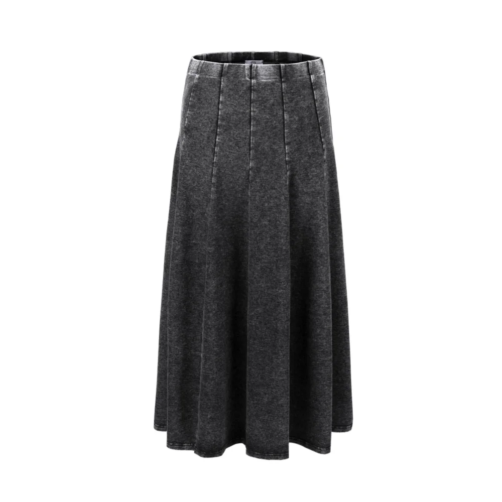AP AW26 Panel Skirt Gray Acid Washed Teen Girls Women Fashion Cotton Jeans Skirts Clothing