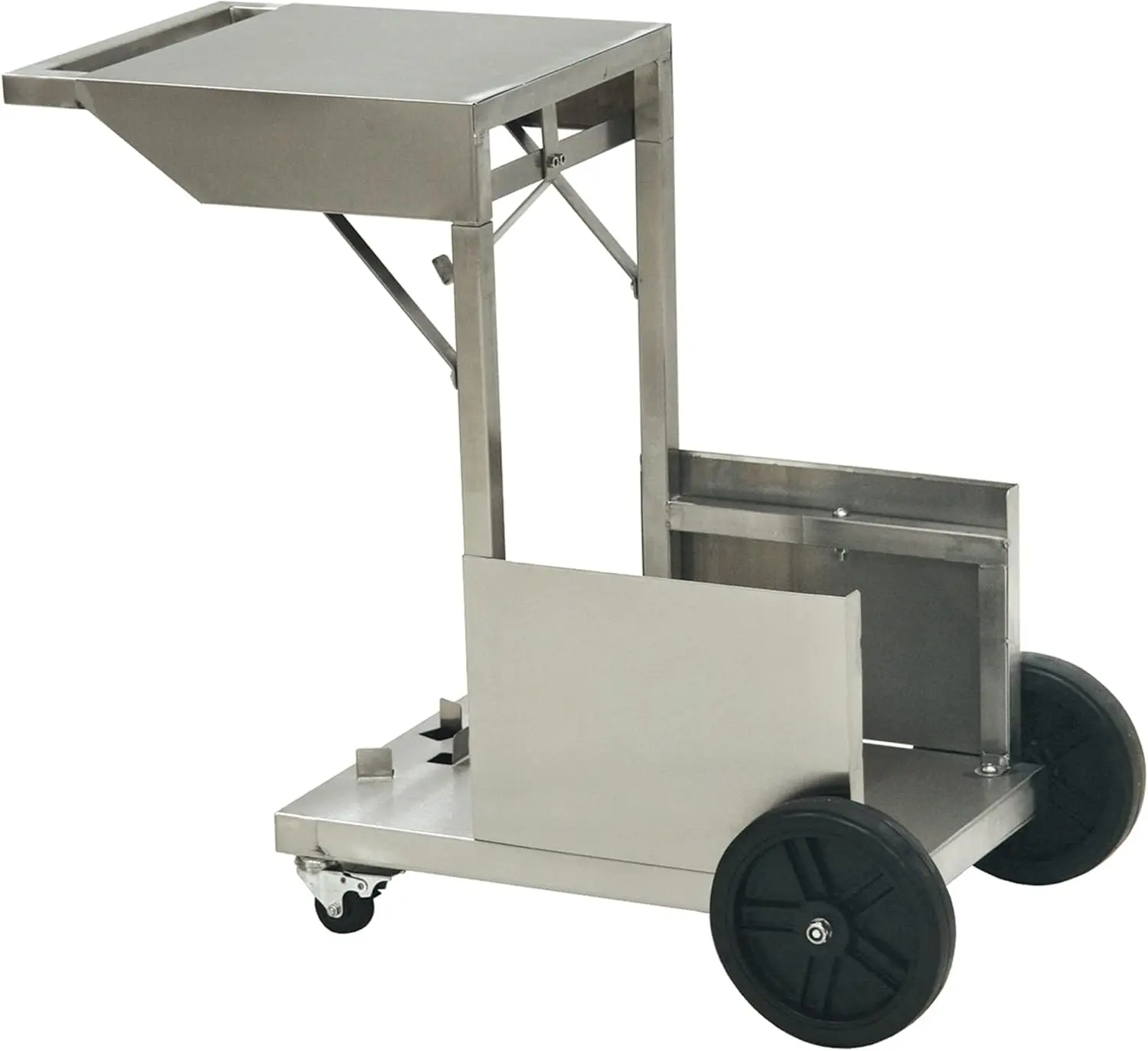 Classic 700-185 Stainless Bayou Fryer Cart Features Rubber Wheels and Locking Casters Hook Mount for Propane Tank Perfect