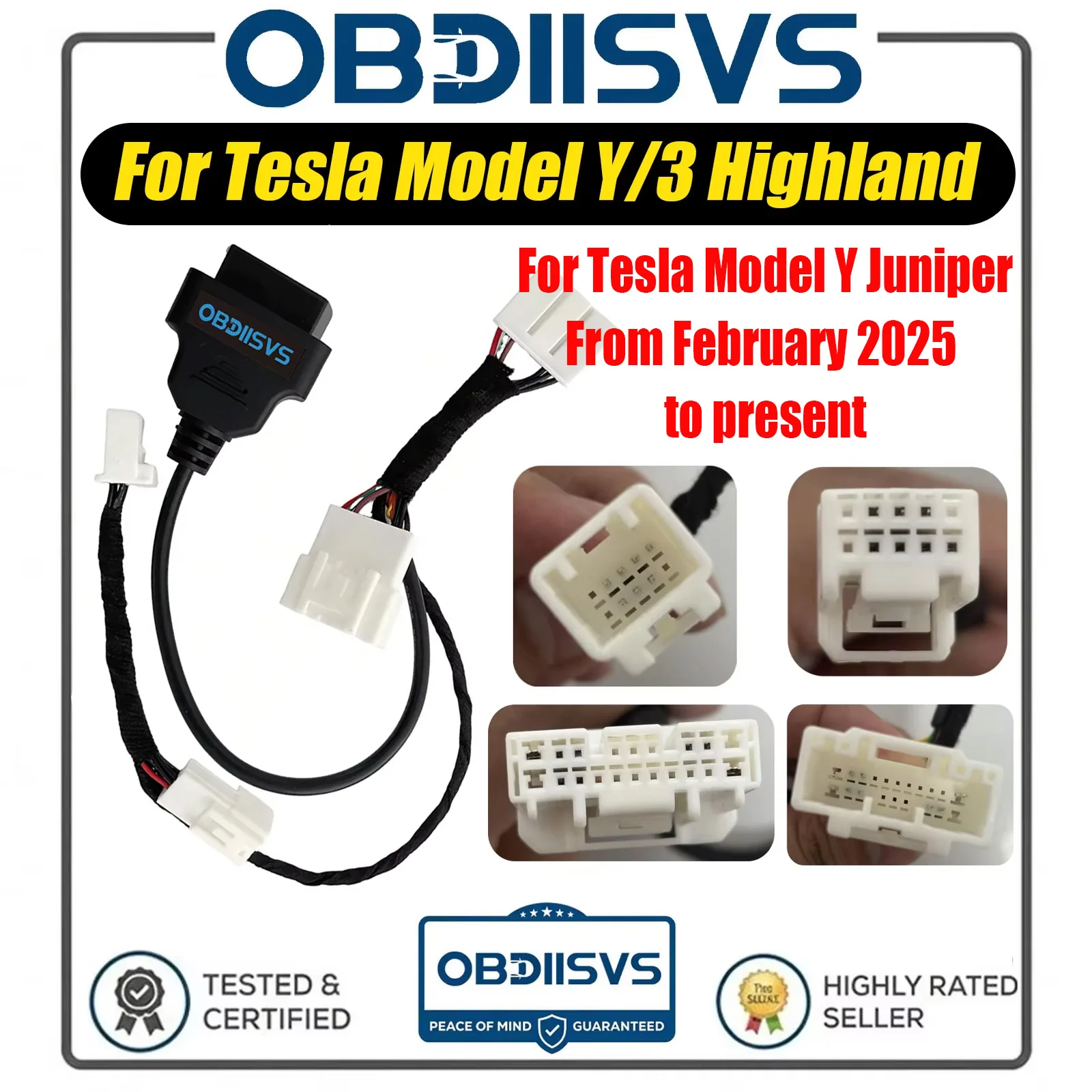 Für Tesla Model Y/3 Highland (Gen 3-Frontinstallation) Diagnose-Kabelbaum-Adapterkabel für Tesla Model Y Juniper OBD2-Kabelbaum – Detail 2