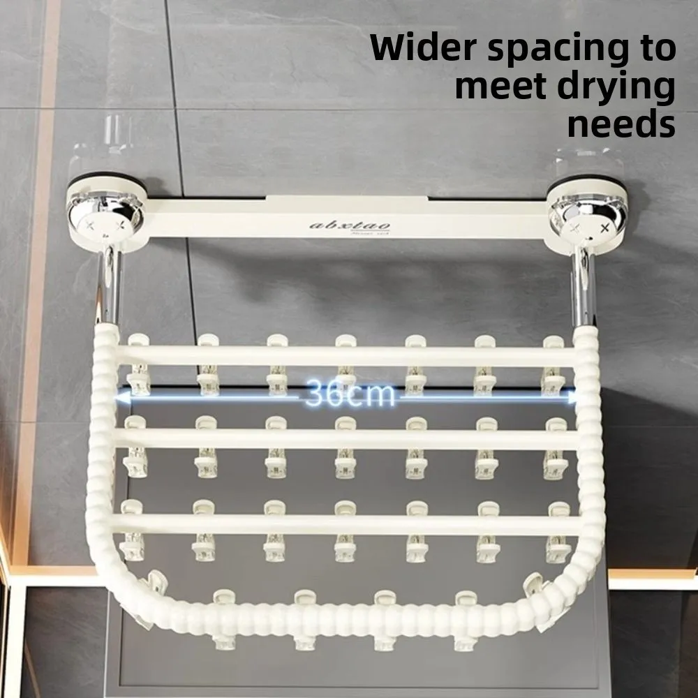 

Rotating Suction Cup Drying Rack Folding Wall-mounted Baby Clothes Drying Rack Windproof Space Saving Balcony Drying Hanger