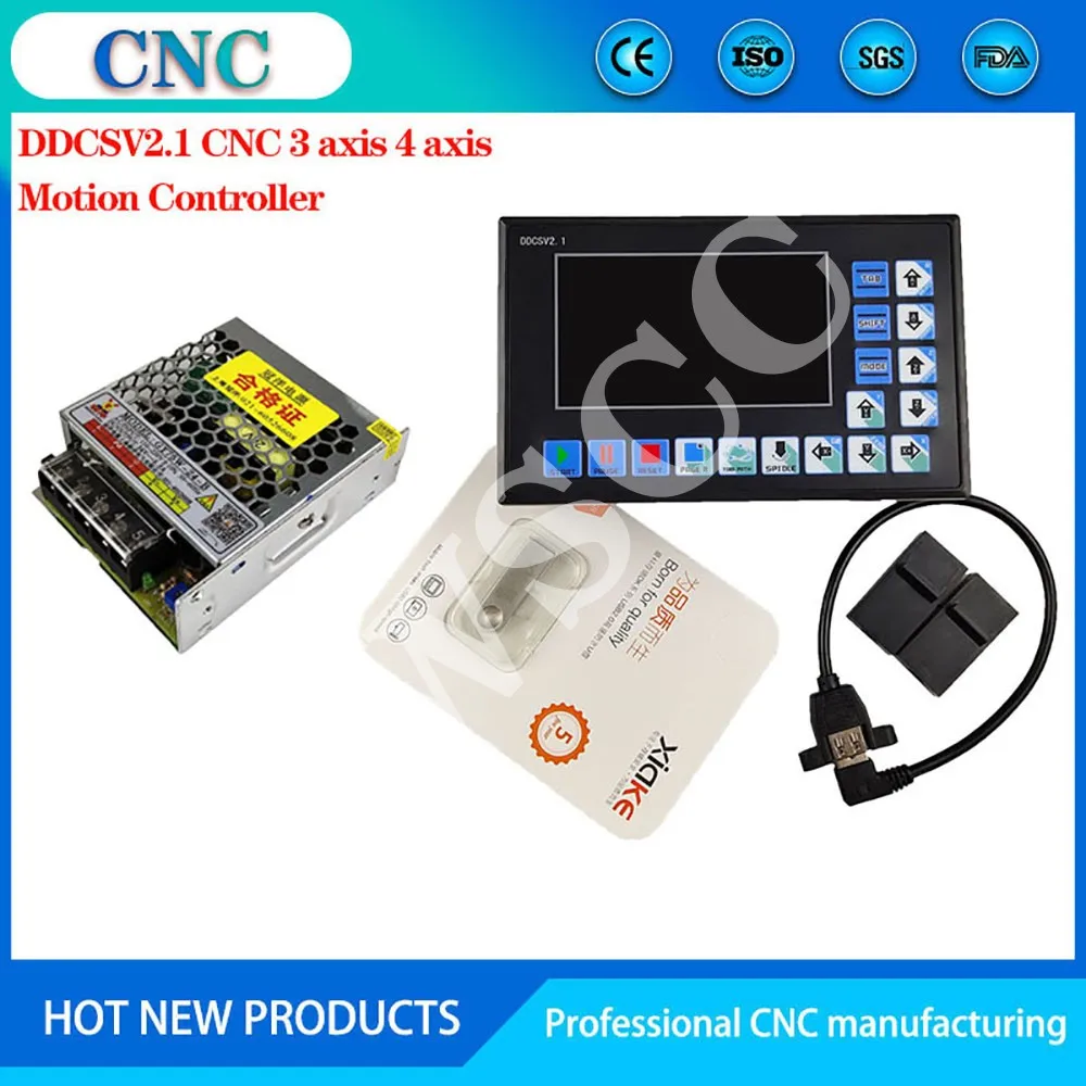 Kit de sistema de control de movimiento CNC sin conexión DDCSV2.1 de 3/4 ejes, volante electrónico de parada de emergencia, volante MPG DC75W24V