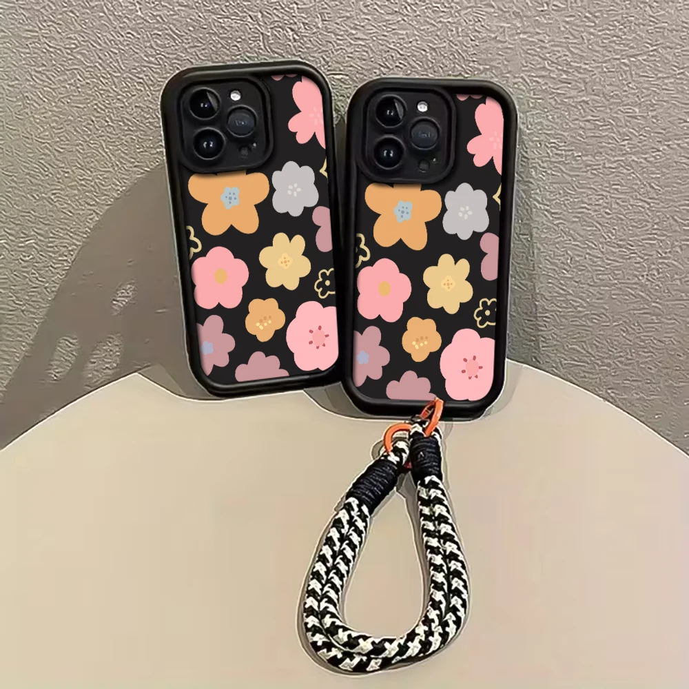 Macaron-Blumen-Handyhülle mit Trageschlaufe für Samsung Galaxy Note 20 Ultra S25 S26 S24 Plus S24 S23FE S24 S25 Ultra Silikonhülle – Detail 2