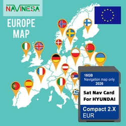 New for Hyundai H1 i20 Santa Fe Grand Santa Fe Tucson Upgrade 2026 Navigation GEN2 Compact 2.X SD Card Europe UK Turkey Map