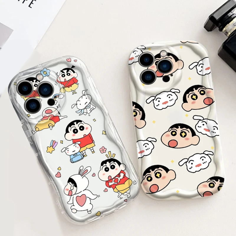 Anime C-Crayons S-Shin-chans For Apple iPhone 15 14 13 12 11 XS XR X Pro Max Plus Wave Oil Cover Phone Case