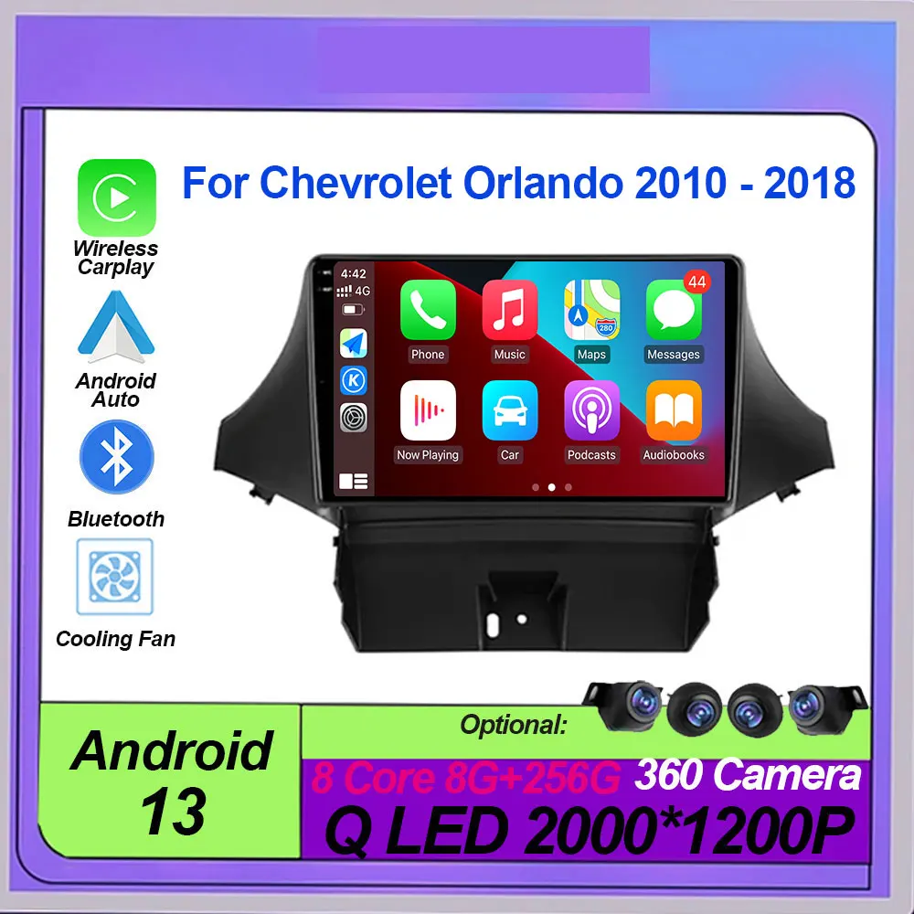 

For Chevrolet Orlando 2010 - 2018 Android 13 Car Radio Video QLED Navigation GPS IPS 4G Wifi Stereo Screen Auto Multimedia