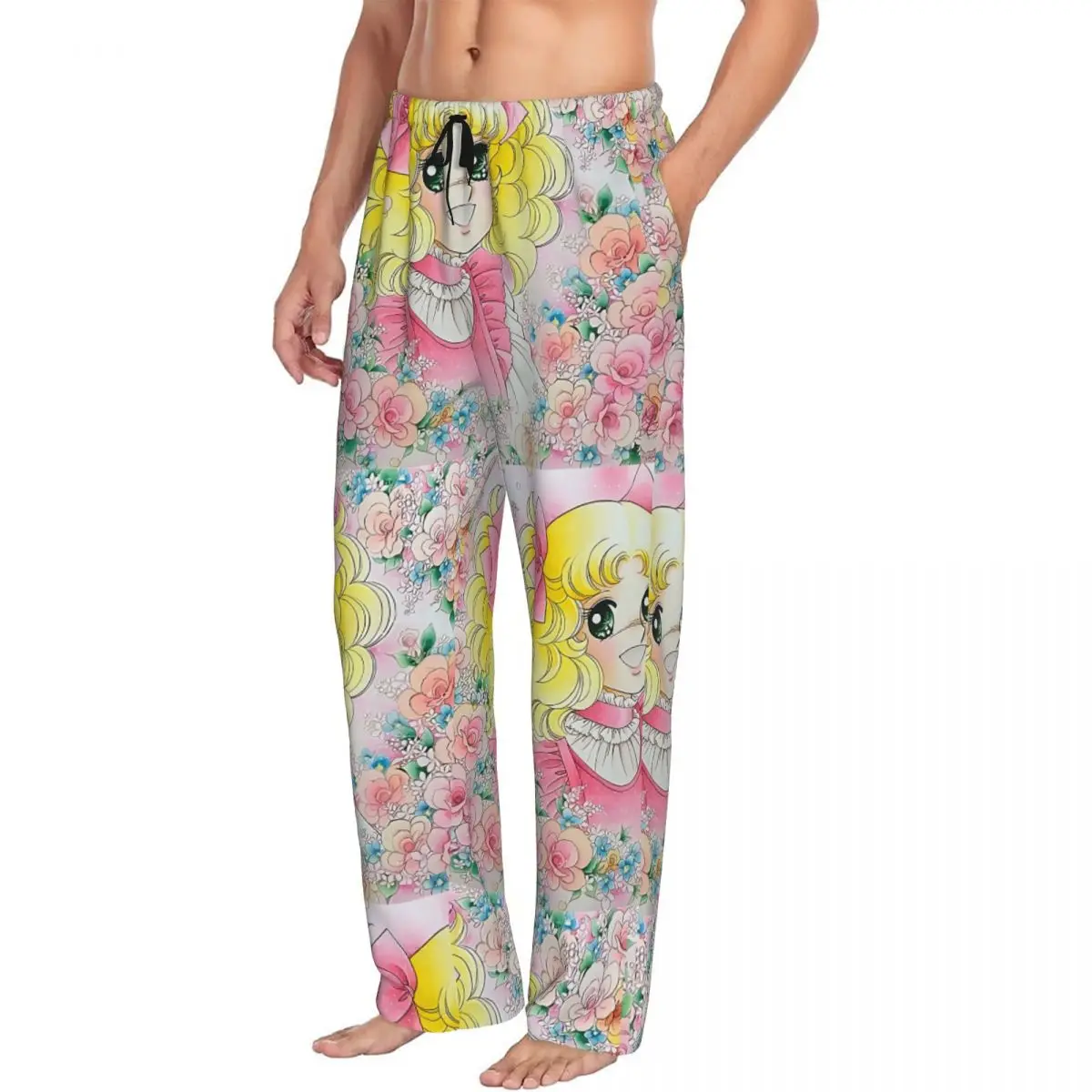 Custom Candy Candy Pajama Pants Men's Anime Manga Lounge Sleep Drawstring Sleepwear Bottoms with Pockets