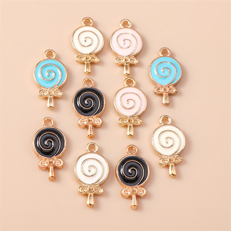 

20pcs 10x18mm Cute Enamel Food Lollipop Charms Pendants for Jewelry Making Earrings Necklaces Bracelets DIY Crafts Accessories﻿