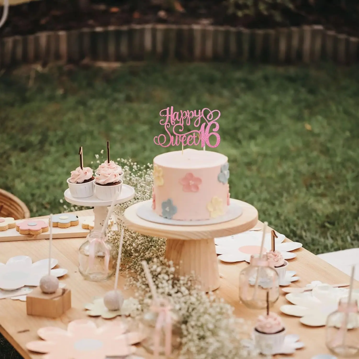 1 PCS Happy Sweet 16 Cake Topper Glitter Hello 16 Cheers to 16 Years Cake Pick Happy 16th Birthday Cake Decoration for Happy - view 5