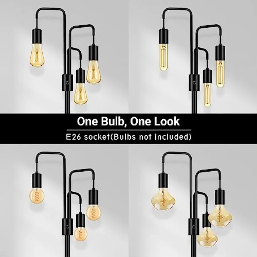 Industrial Floor Lamp for Living RoomModern Standing Lamp Stand Up Lamp with 3 Light Bulbs Not Included Simple Design Floor Lam