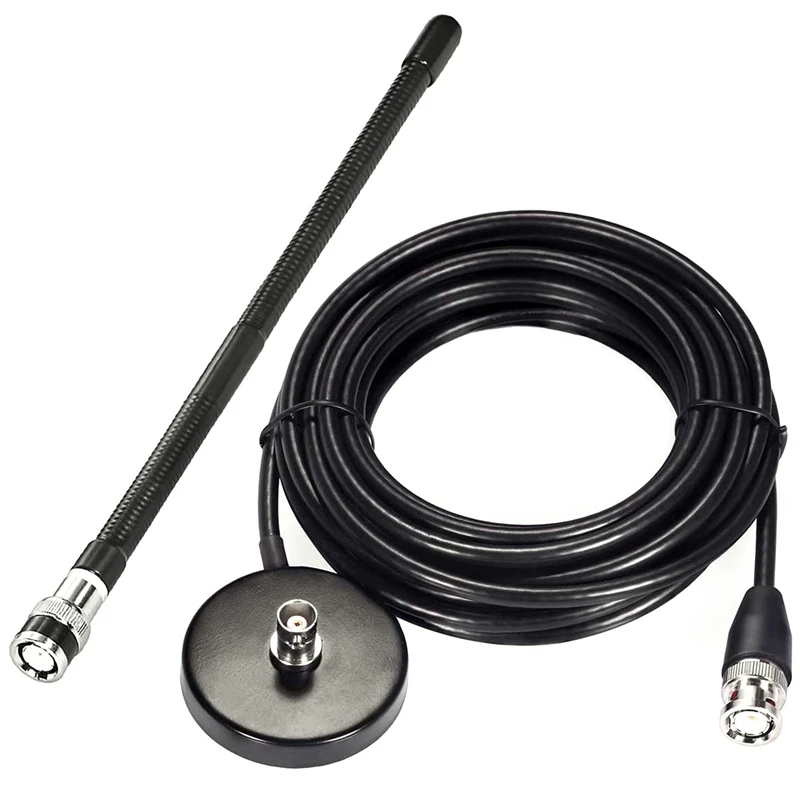 2X CB 공중 안테나 27Mhz 소프트 채찍 마그네틱베이스 BNC PL259 커넥터, Cobra Midland Uniden Maxon 용 CB 공중 안테나