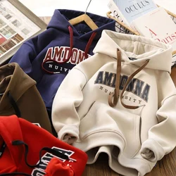 Boys Hoodies Sweatshirts Cotton Thicken Velvet 2022 Red Warm Winter Autumn Outwear Baby's Kids Children's Clothing