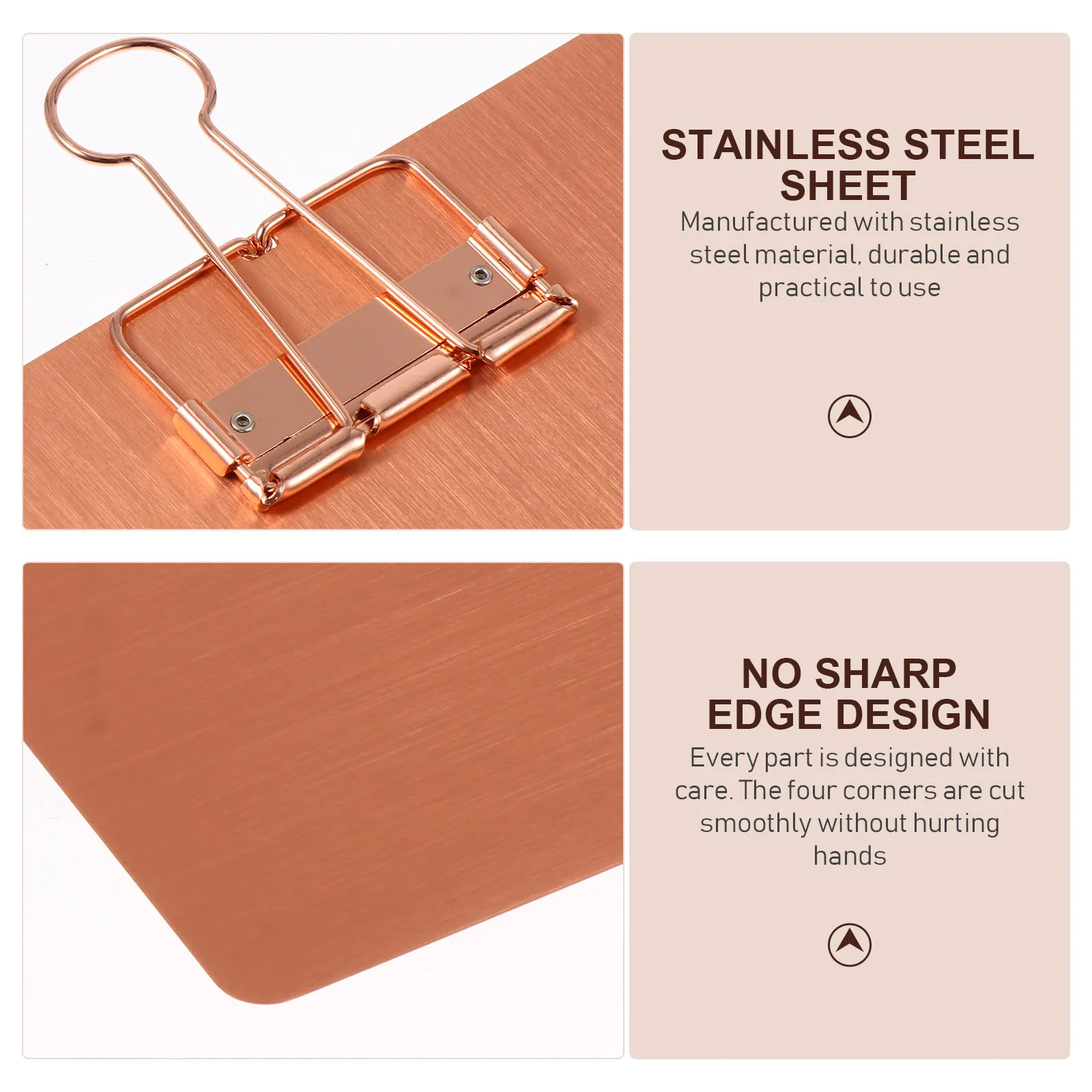 

Stainless Steel Notepad Board Clip Boards Storage Box Paper Memo Holder Golden Clipboard Stand Work