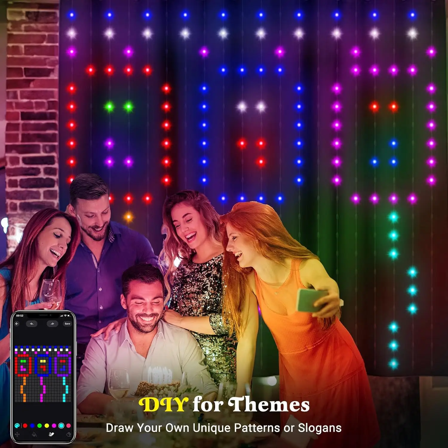 400LED Smart Curtain Fairy Lights String 6.6x6.6FT Color Changing Dynamic DIY Fairy String with APP Remote for Bedroom Decor