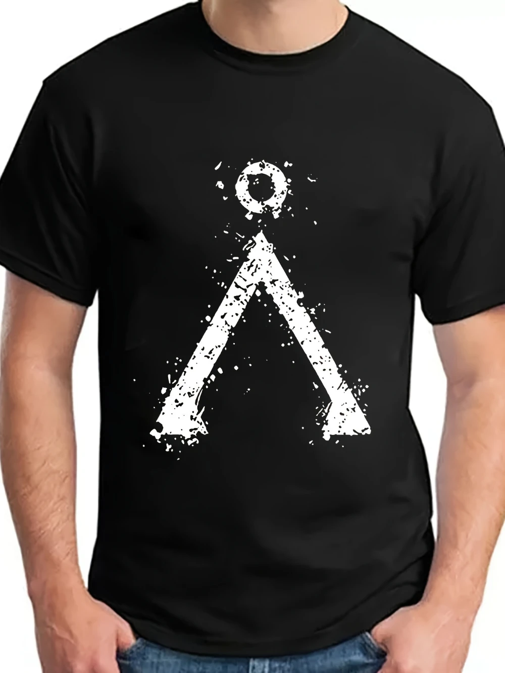Men'S Stargate Ugus Logo T-Shirt 100% Anime Graphic Tee with Distressed Ugus Emblem Print Casual Short Sleeve Machine Washable