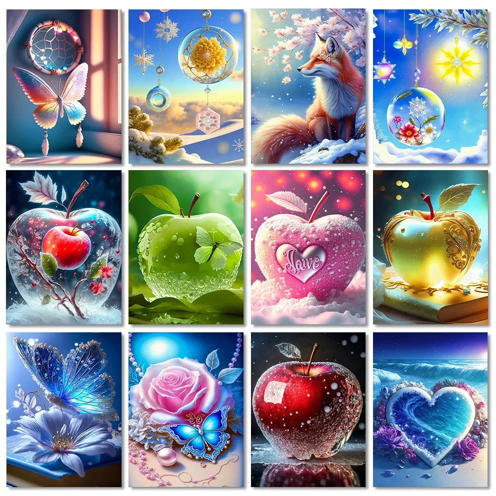 5D DIY Diamond Painting Dream Crystal Apple Full Diamond Mosaic Embroidery Coastal Landscape Cross Stitch  Art Home Decoration