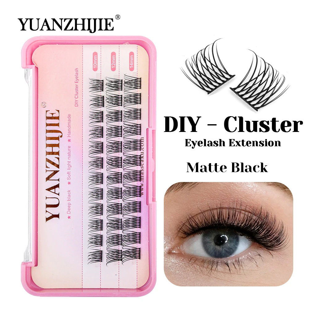 3 Lines YUANZHIJIE Matte Deep Black Handmade DIY Clusters Eyelash Handmade Faux Mink Segmented Hybrid Eyelashes for Daily Wear