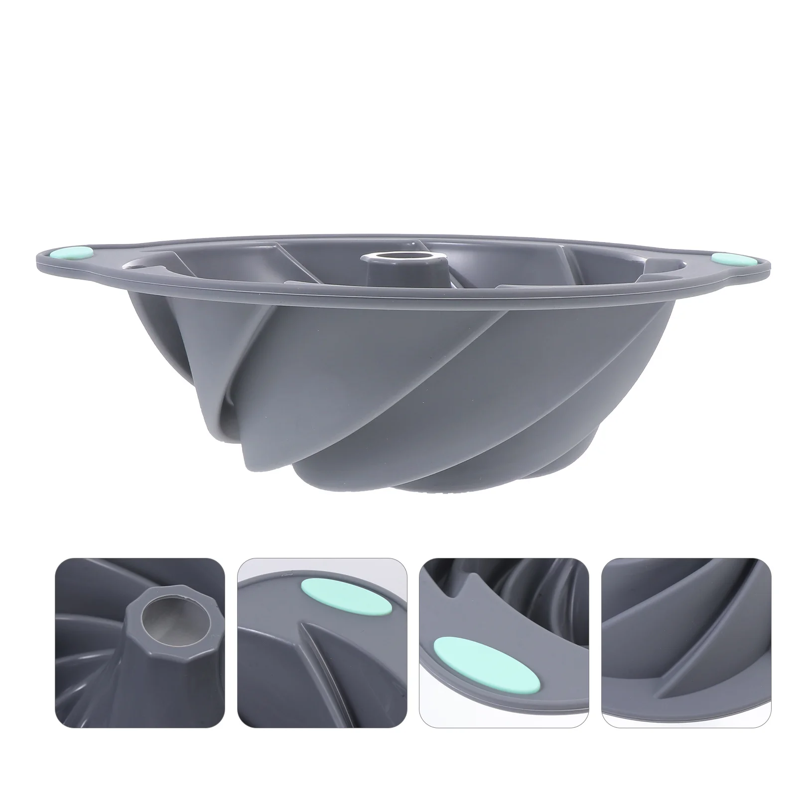 

1Pcs Silicone Spiral Cake Baking Tray Light Grey Chiffon Savarin Mold DIY Baking Mold Cake Tool Kitchen Accessory
