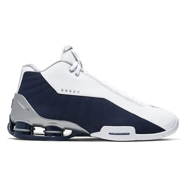 Nike Shox BB4 White Silver Navy Sneakers shoes AT7843-100 With Original Box