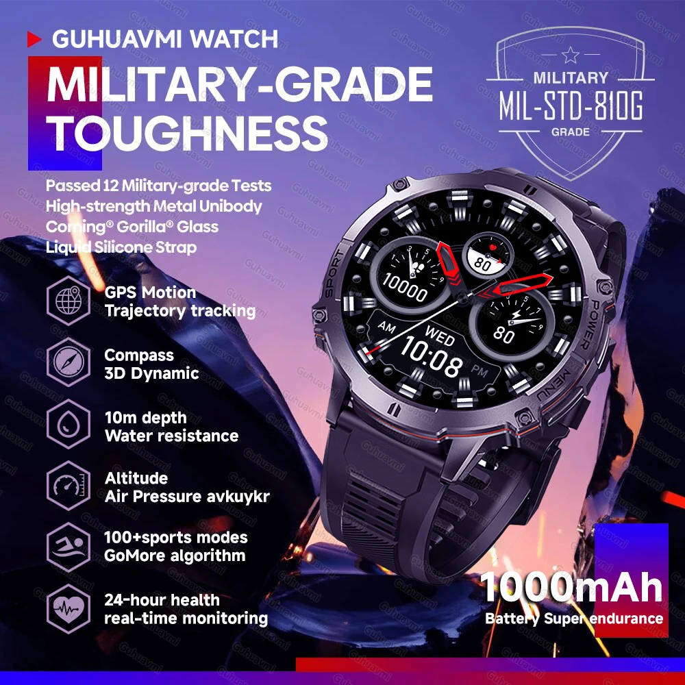 

New GUHUAVMI TANK X3 ULTRA 2 Smartwatch 316L Steel 1.73" AMOLED Bluetooth Call 1000mAh 1ATM Rugged Outdoor Watch for Android iOS