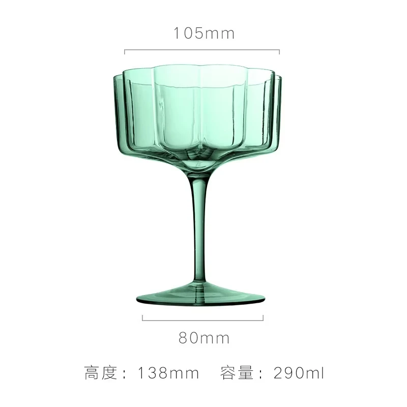 

Colorful Lace Cocktail Glasses Creative Petal Glass Gobles Crystal Glass Ice Cream Bowl Cups