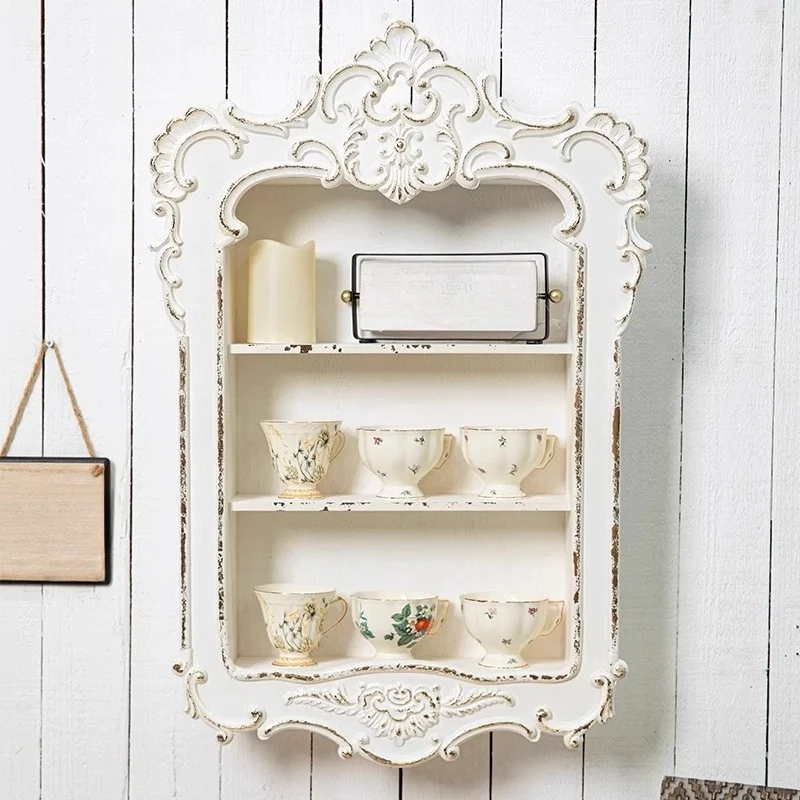 

Cabinet Carved Rack Shelf Storage Wall Hanging Bookcase