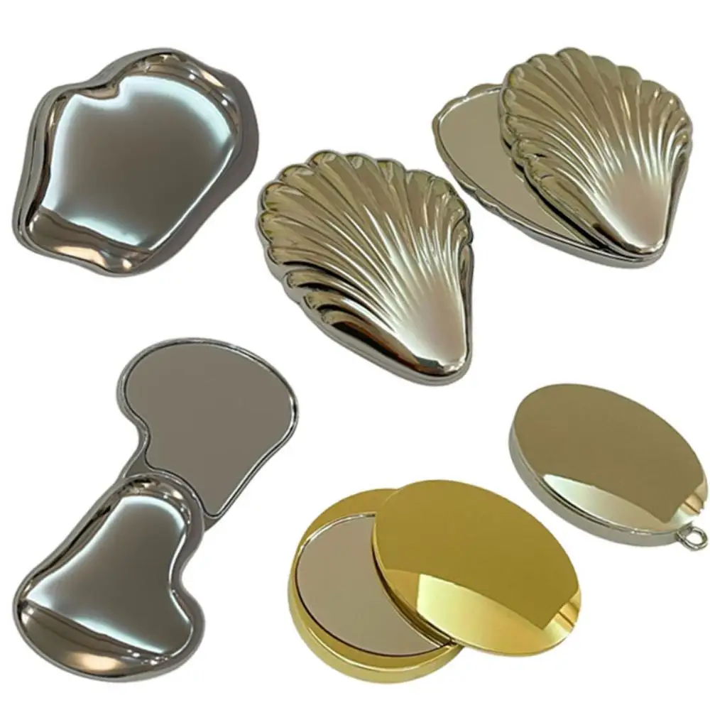 Mini-Spiegel aus Metall, kratzfest, doppelseitig, kleiner Spiegel, tragbar, kompakter Spiegel, tragbar, für Reisen, Make-up, Liebhaber, Damen