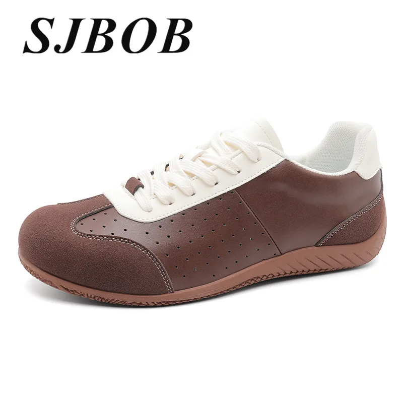 

Retro Brown Walking Shoes Men Comfortable Synthetic Leather Trainers Man Flats Outdoor Men's Running Shoes zapatillas de deporte