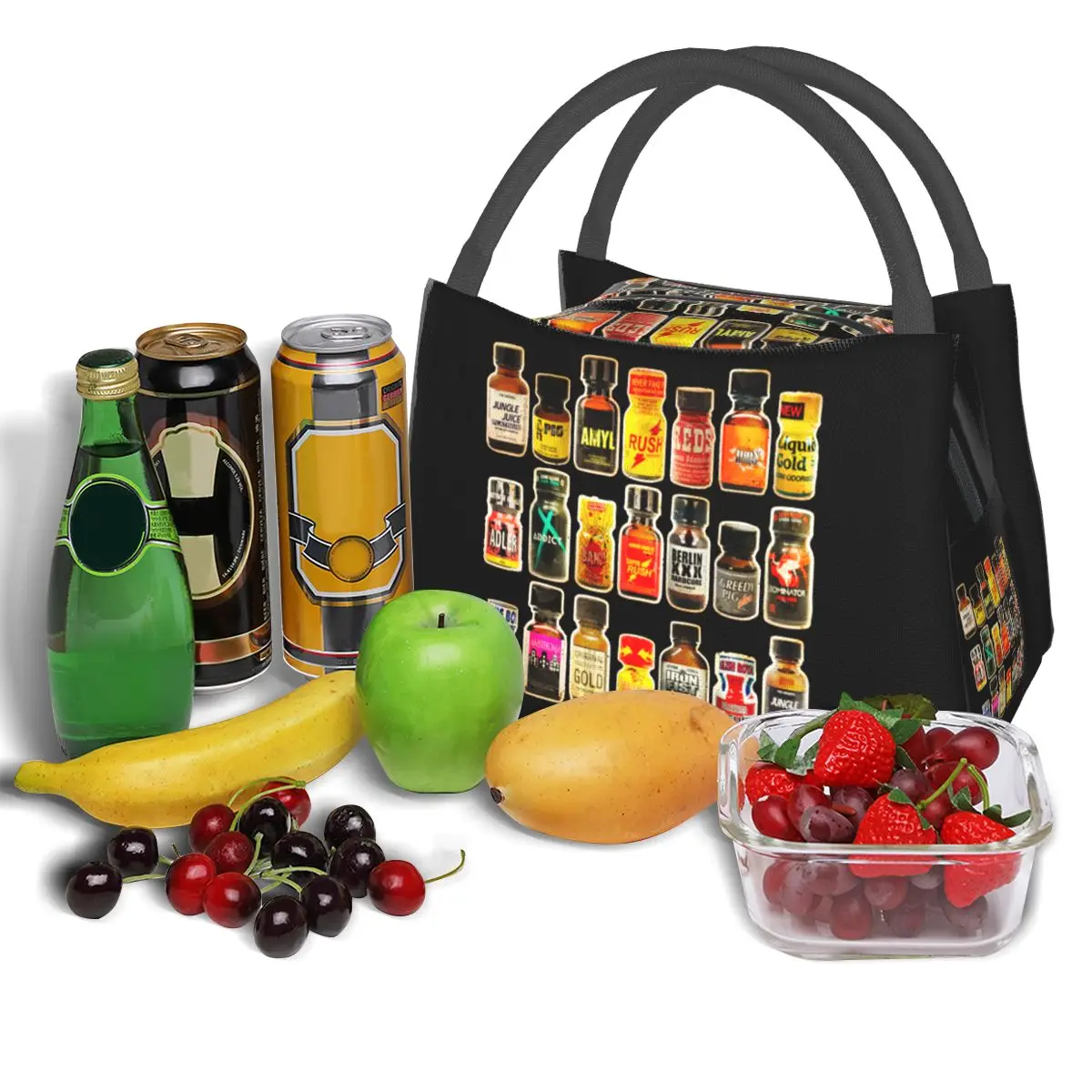 Poppers Bottles Gay Rush Jungle Juice Amyl Inhaler Insulated Lunch Bag for Women Kids Food Boxes Thermal Lunch Box Tote view 5