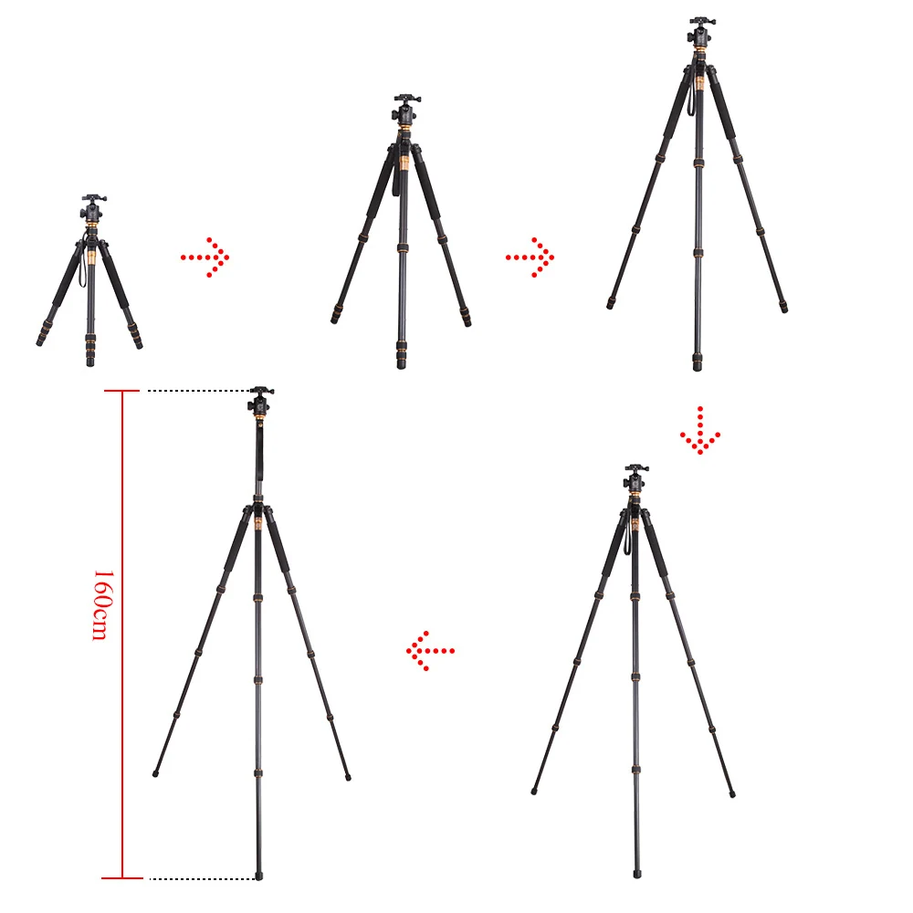 Q999C المحمولة انفصال ألياف الكربون ترايبود Monopod للتغيير الكرة رئيس للسفر اطلاق النار SLR DSLR صندوق كاميرا الفيديو #2