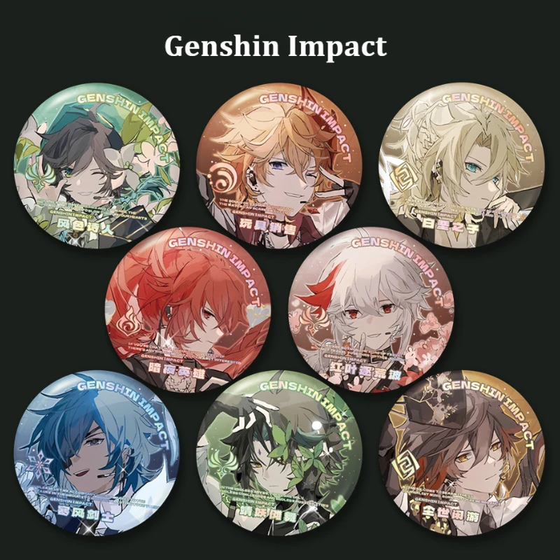 Game Genshin Impact Badge Pin Kaeya Alberich Diluc Ragnvindr Barbatos Albedo Xiao Morax Zhongli Kaedehara Kazuha Brooches Gift