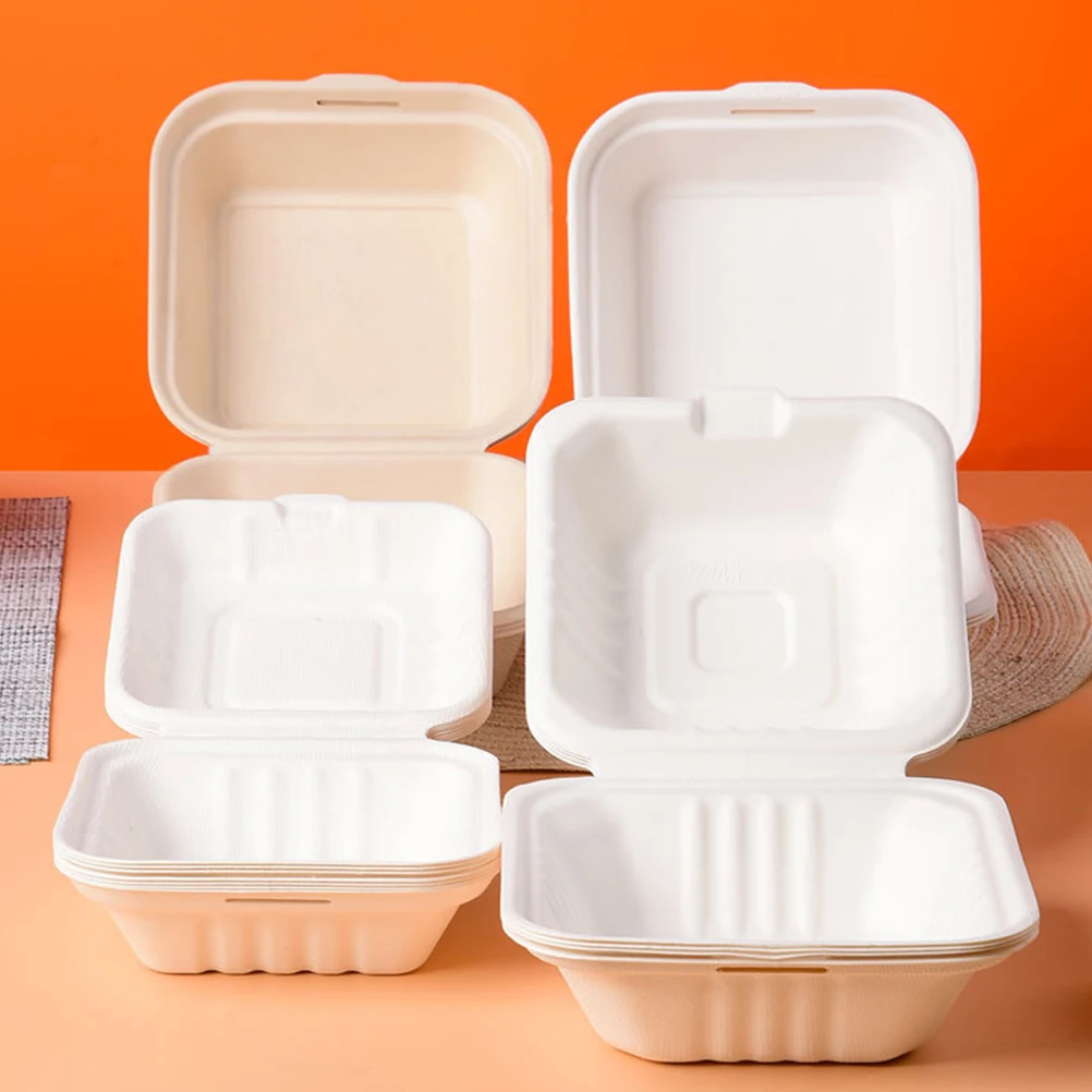 50 stücke Fast-Food-Box Tragbare Bento Container Für Büro Schule Picknick Mittagessen Lagerung Fall Takeout Verpackung Kuchen Hamburger Mahlzeit